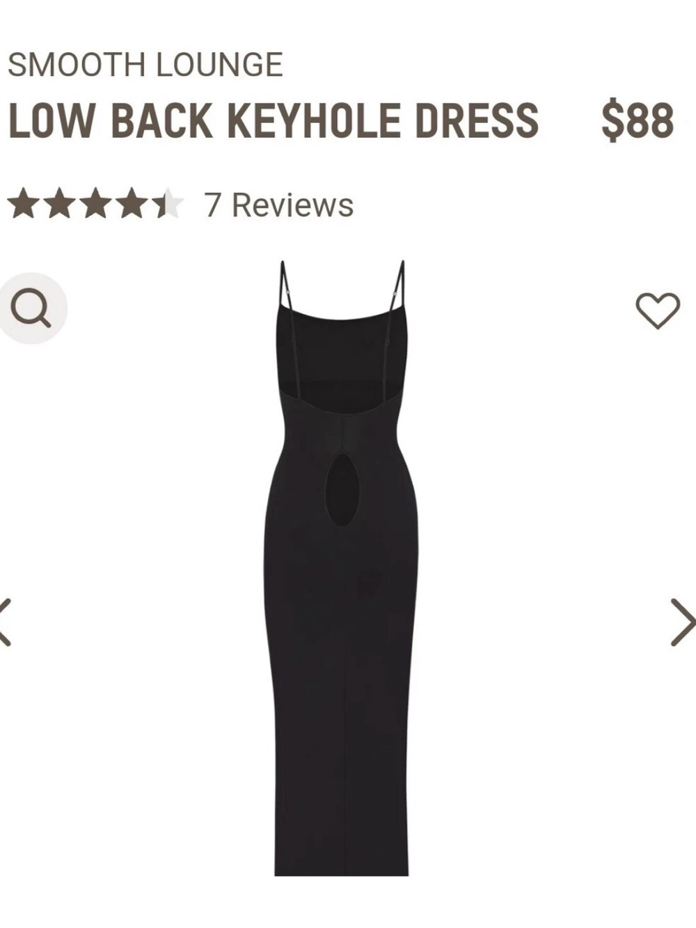 NWT SKIMS Smooth Lounge Low Back Keyhole Dress Onyx Black Small - Picture 2 of 3